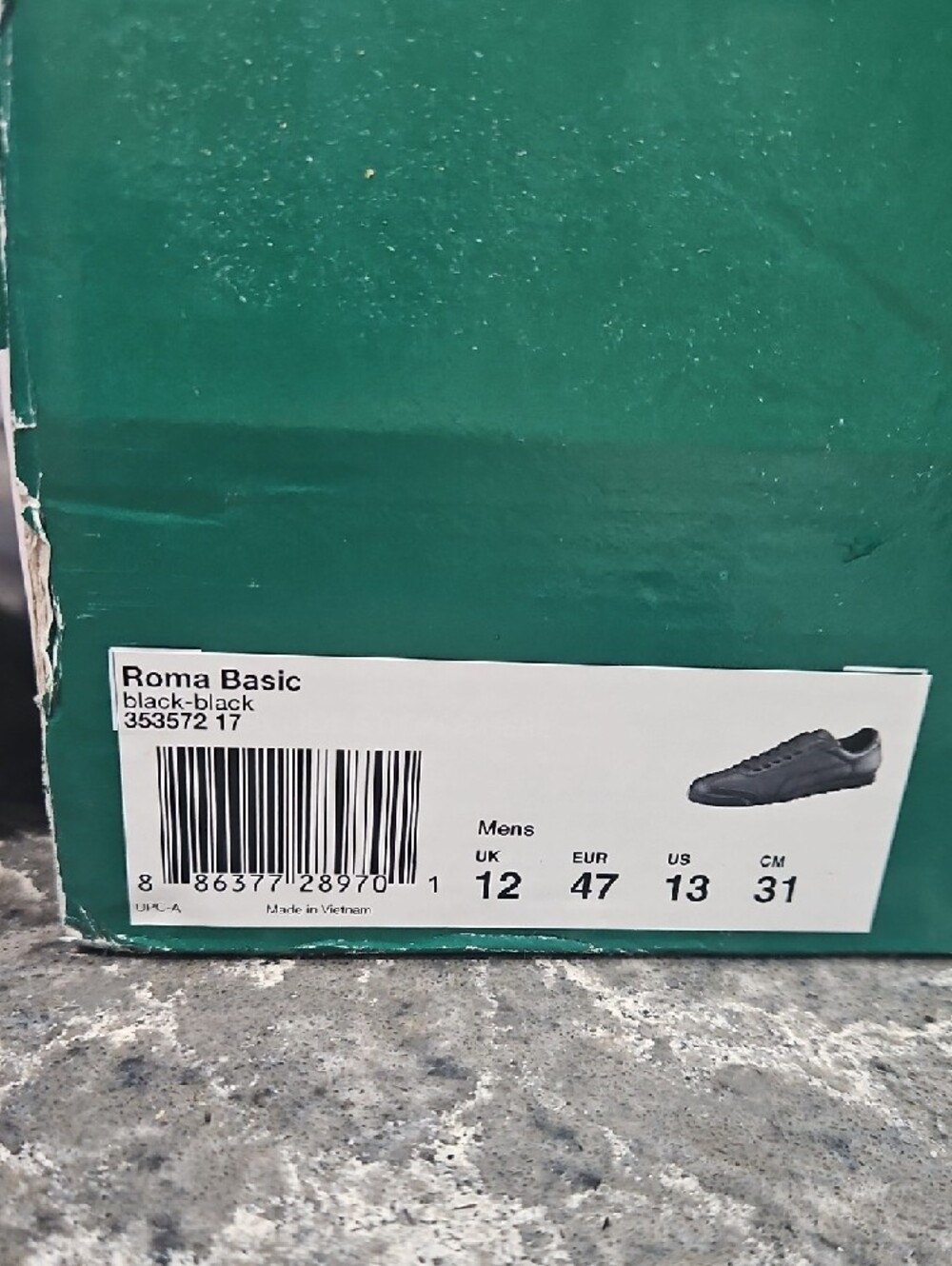 Men's Puma Roma Basic Black Casual Lace-Up Sneakers Size 13us - Picture 2 of 6
